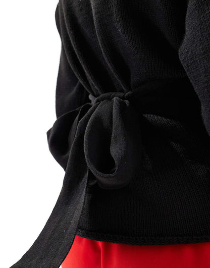 Glamorous wrap front sweater in black knit