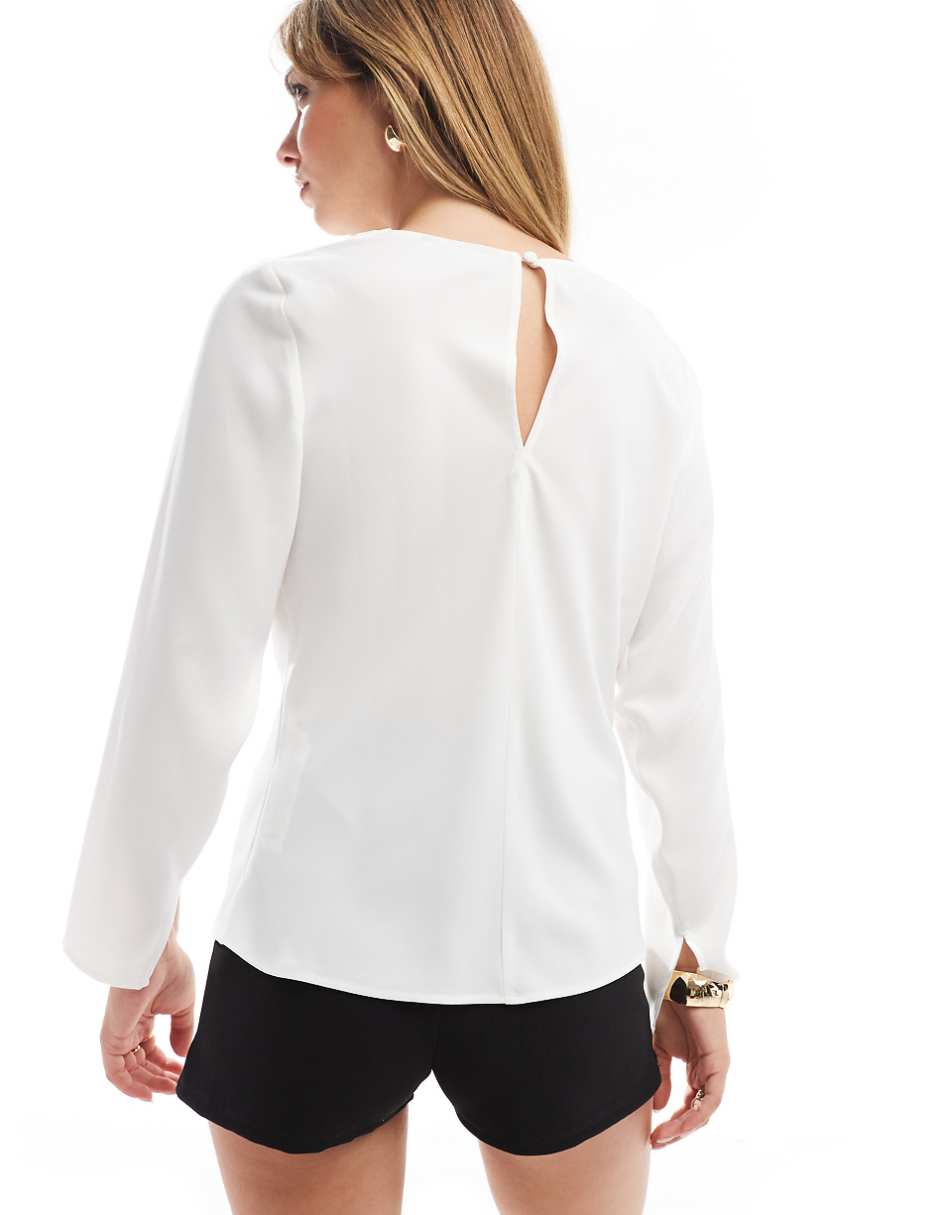 ASOS DESIGN long sleeve cowl blouse in ivory