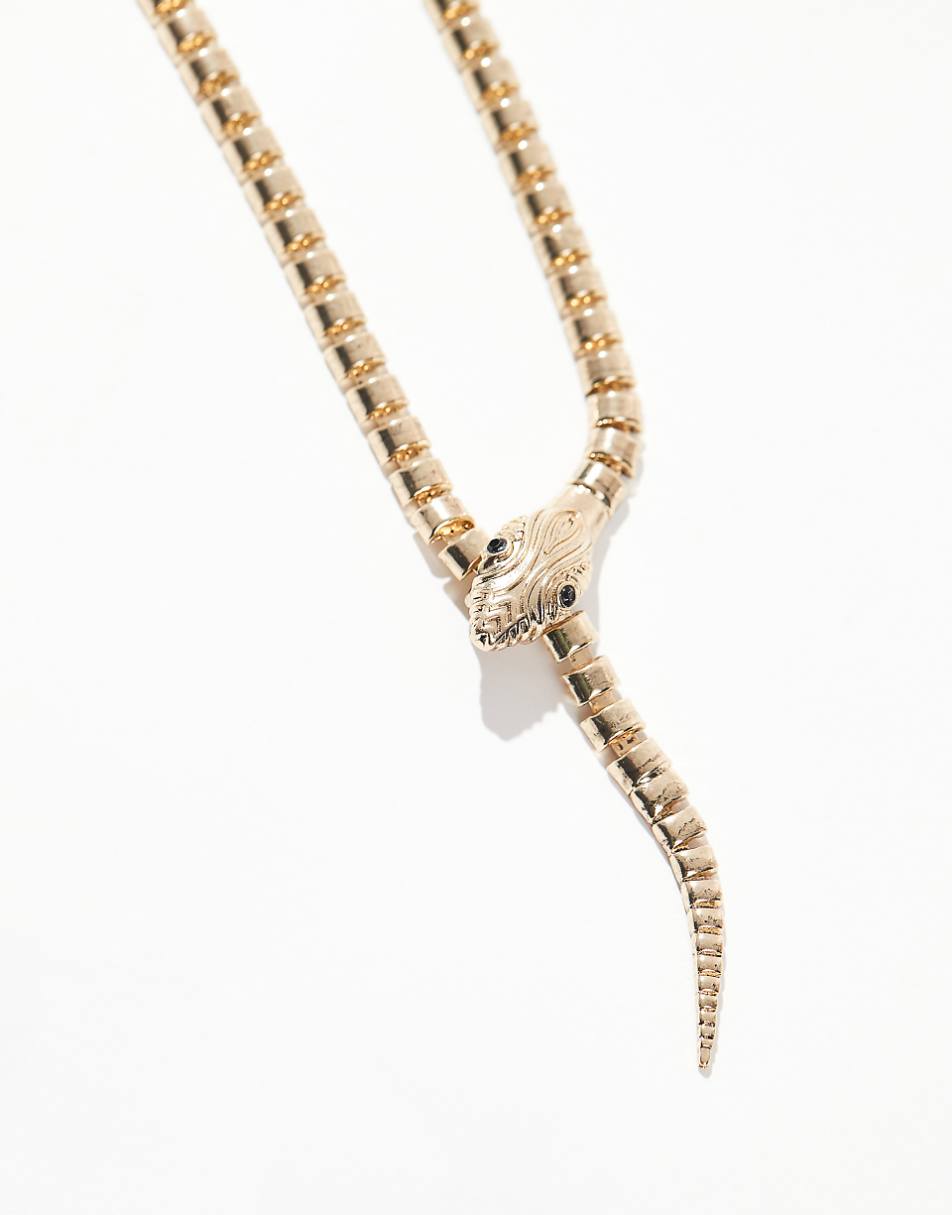 ASOS DESIGN Curve necklace with pull through snake design in gold tone