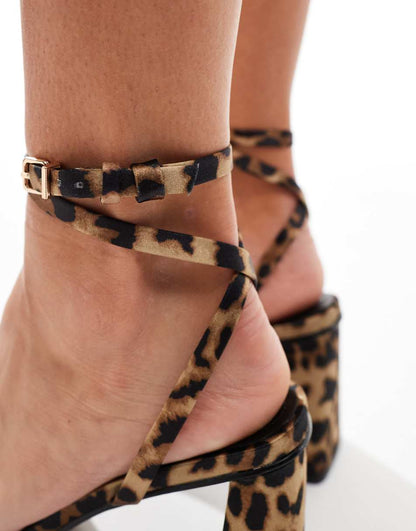 Simmi London Bia strappy block heeled sandal in leopard print