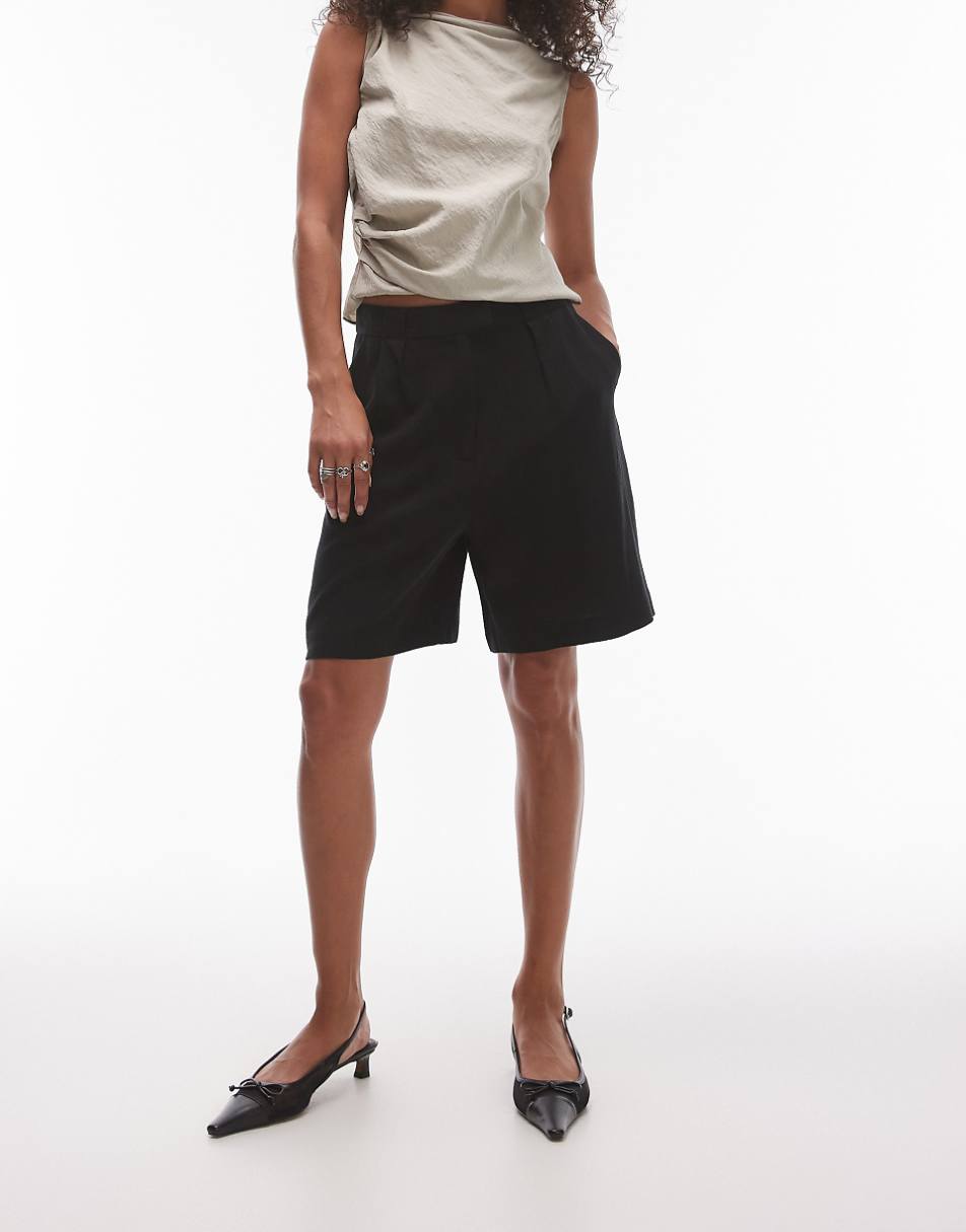 Topshop tailored shorts in black