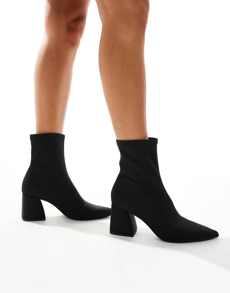 Stradivarius heeled ankle boots in black with chunky heels