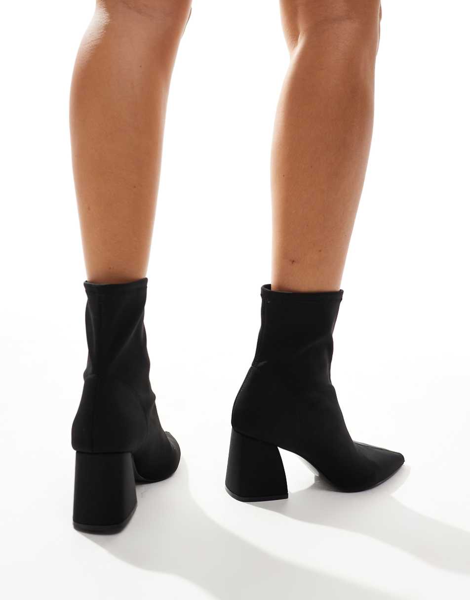 Stradivarius heeled ankle boots in black with chunky heels