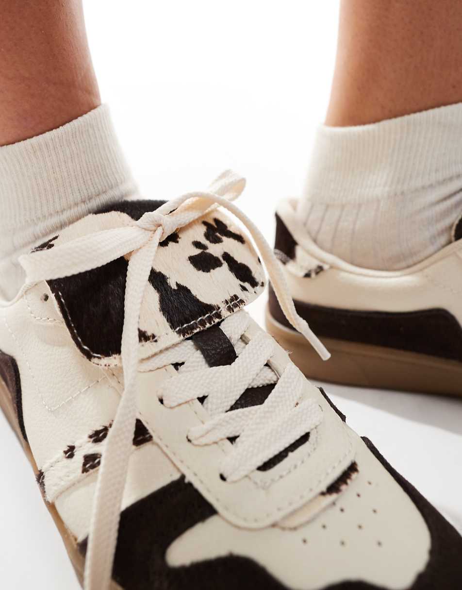 Stradivarius leather sneakers in cow print