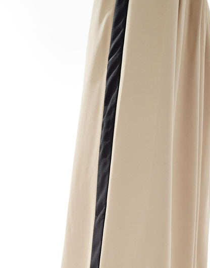 Extro & Vert high waist pleated palazzo pants in stone & black - part of a set
