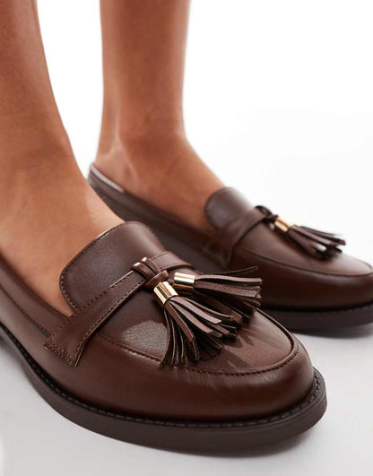 London Rebel Katy flat shoe in brown