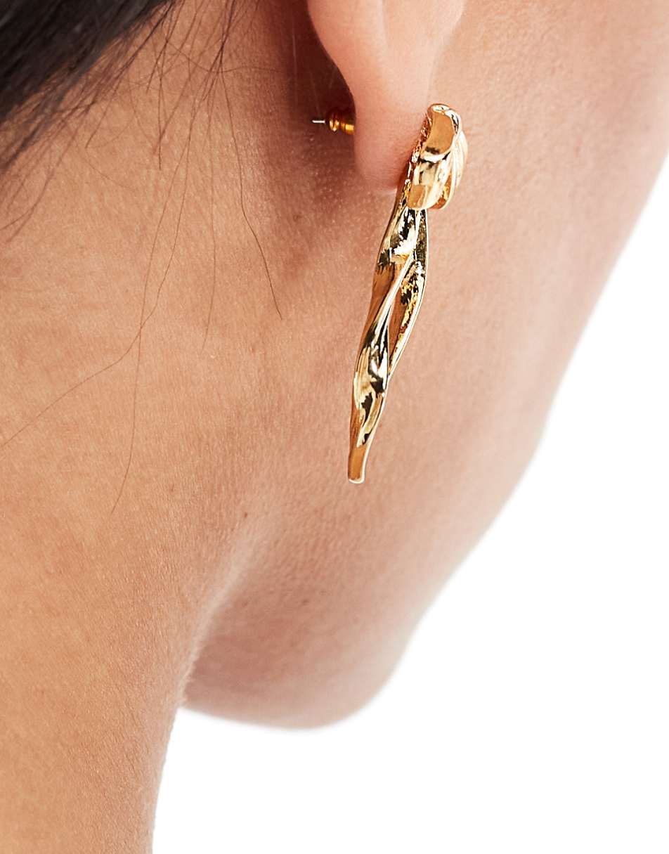 ASOS DESIGN 14k gold plated stud earrings with bow detail