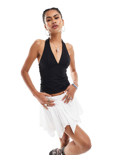 Free People v neck halterneck in black