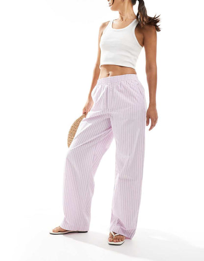 Cotton On relaxed straight leg pants in dusk pink stripe