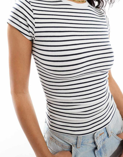 Cotton On baby tee in white black stripe