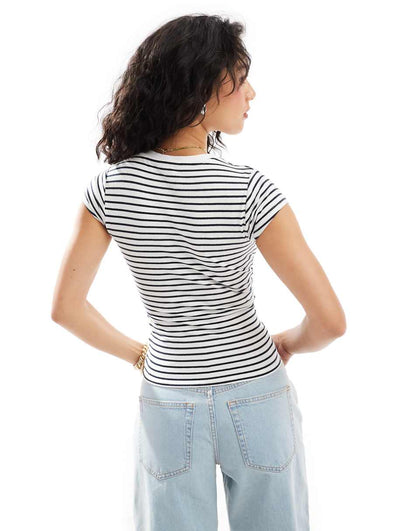 Cotton On baby tee in white black stripe