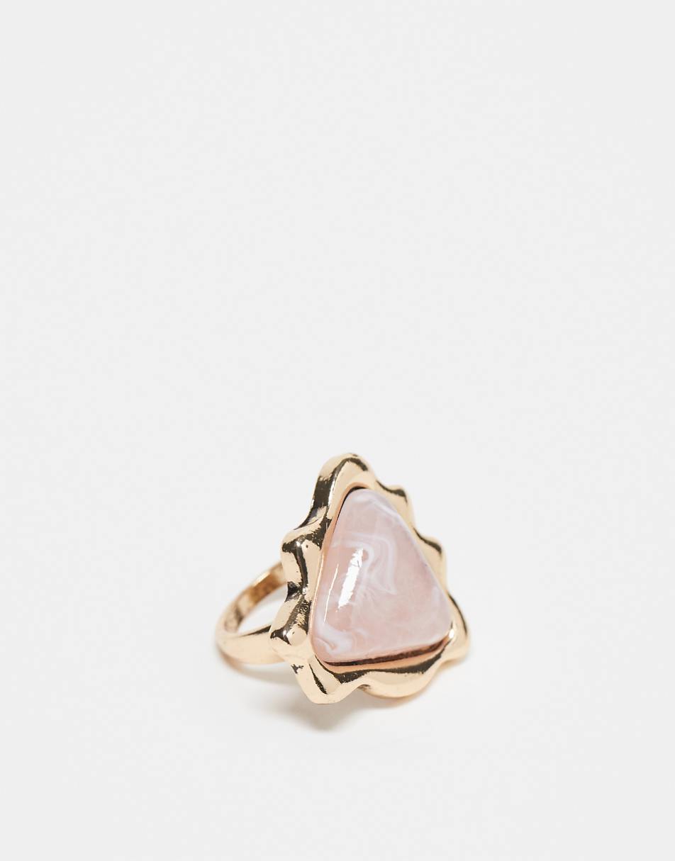 Reclaimed Vintage ring with faux rose quartz in gold