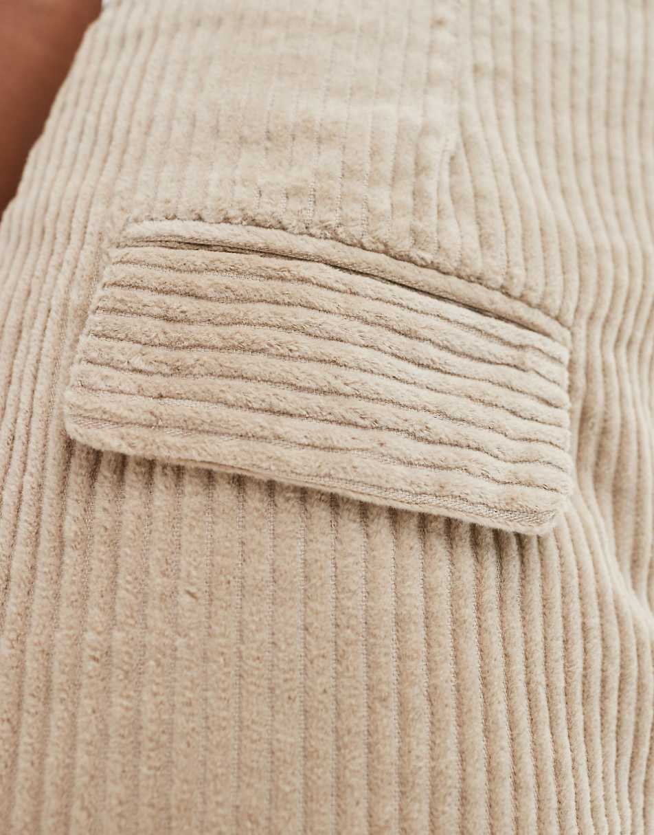 ASOS DESIGN pocket detail cord skirt in biscuit