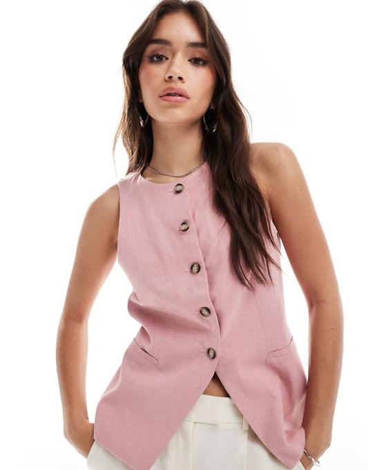 ASOS DESIGN high neck vest in dusty pink