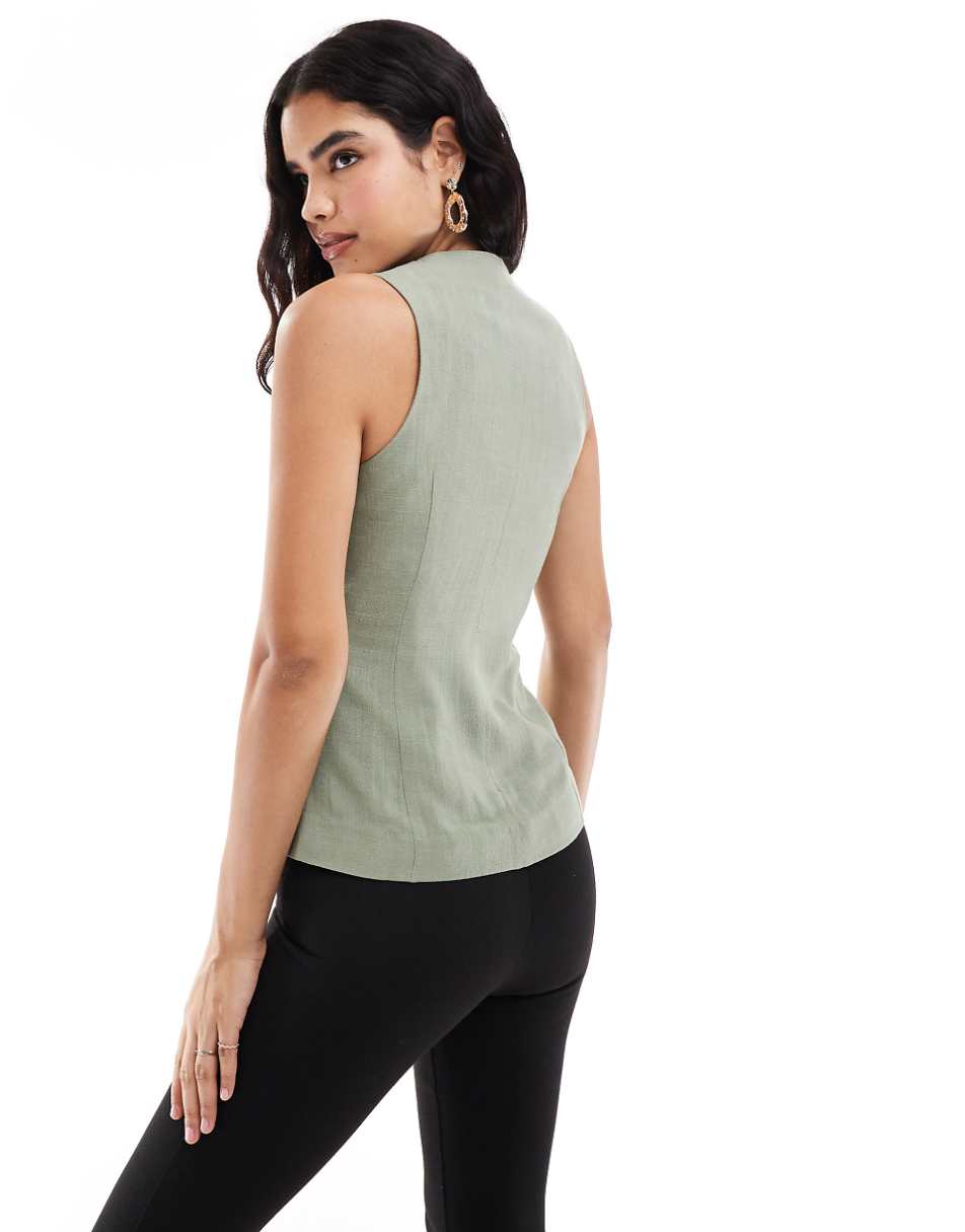 ASOS DESIGN high neck vest in khaki