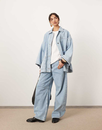 ASOS EDITION oversized mansy denim shacket in bleach blue