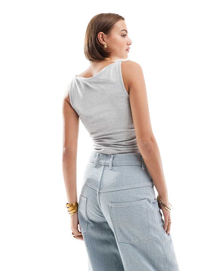 Cotton On boat neck top in heather gray