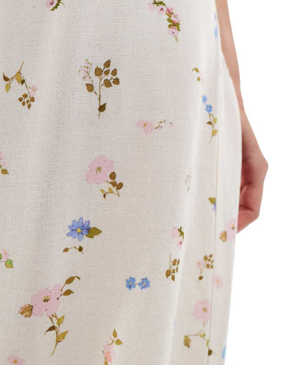 ASOS DESIGN linen look pull on wide leg pants in floral print