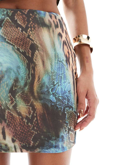 ASOS DESIGN slinky mini skirt in animal print - part of a set