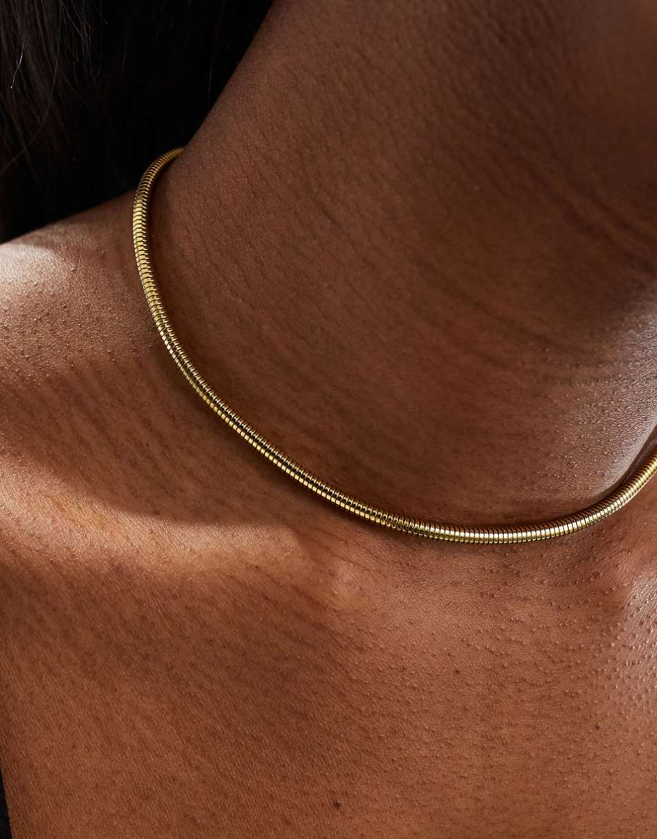 Lost Souls stainless steel 18kt gold plated 38mm chunky snake chain necklace