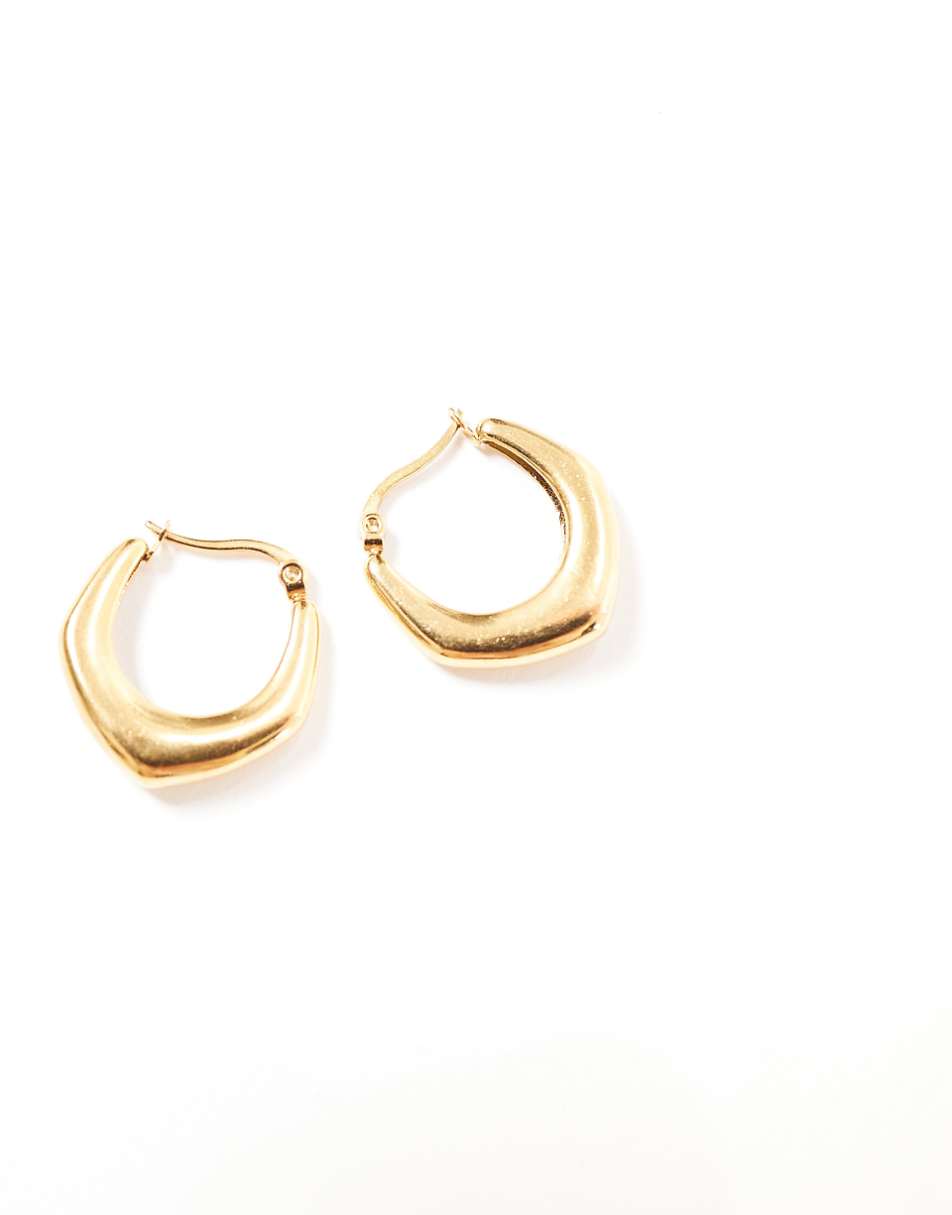 Lost Souls stainless steel 18ct gold plated geo hoop earrings