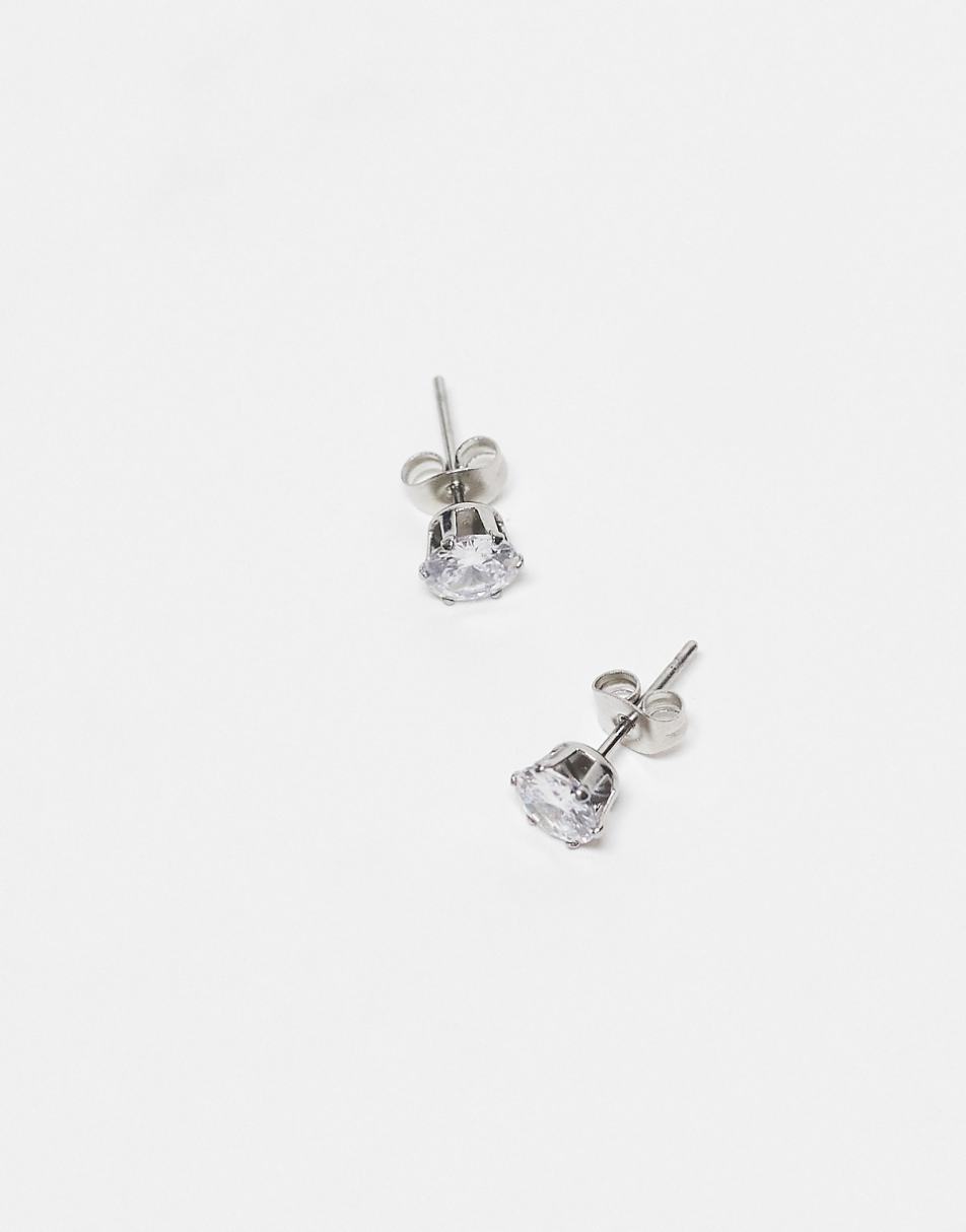 Lost Souls 6mm crystal stud earrings in stainless steel