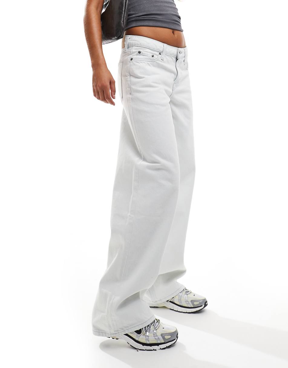 Weekday Ample low waist baggy fit jeans in ice blue