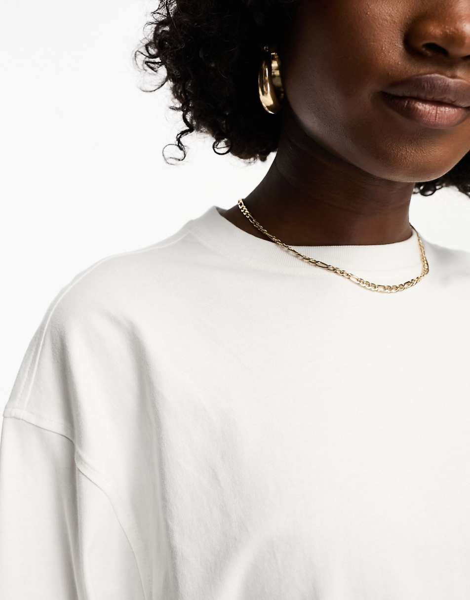 Weekday oversized long sleeve top in white