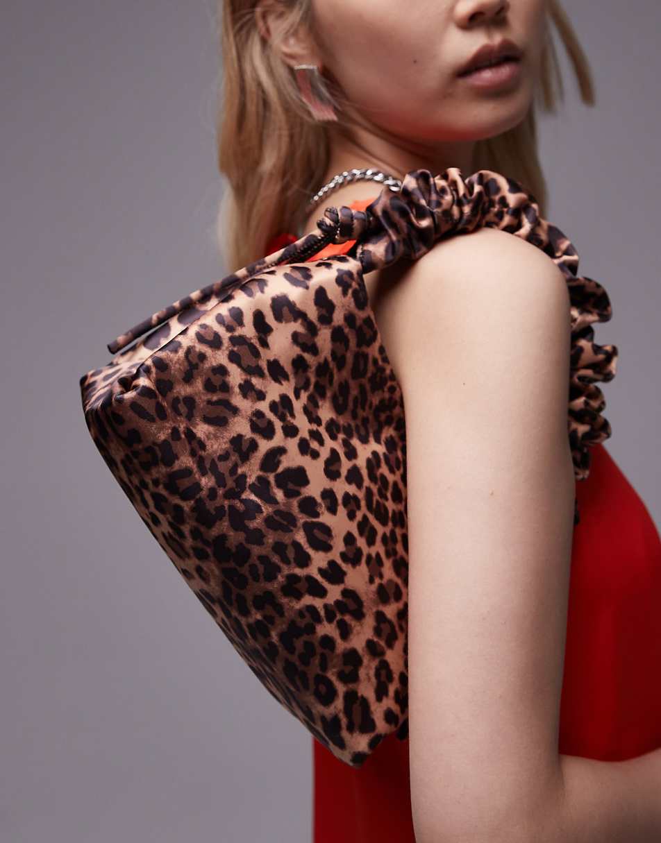 Topshop Gilbert grab bag with ruched handle in leopard