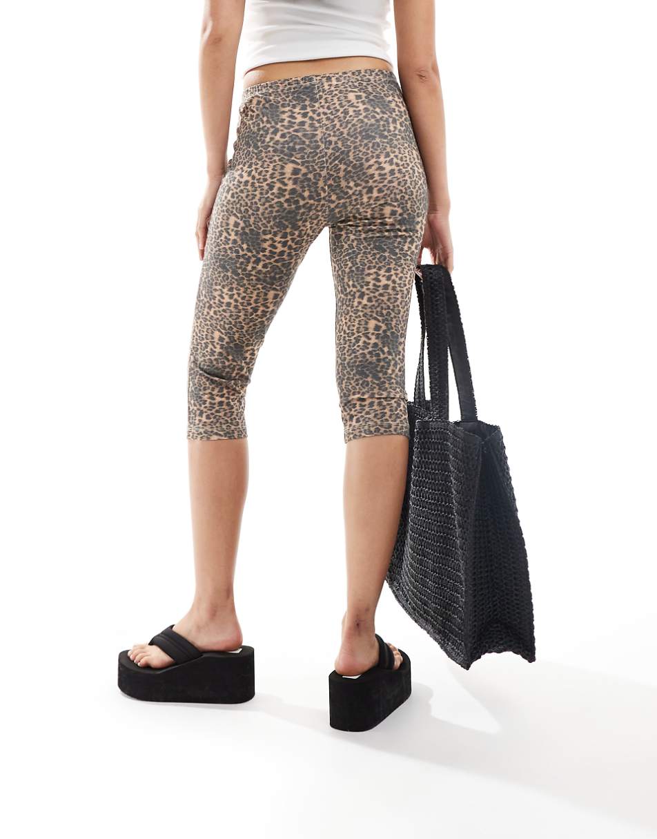 ASOS DESIGN capri pedal pusher pants in leopard print