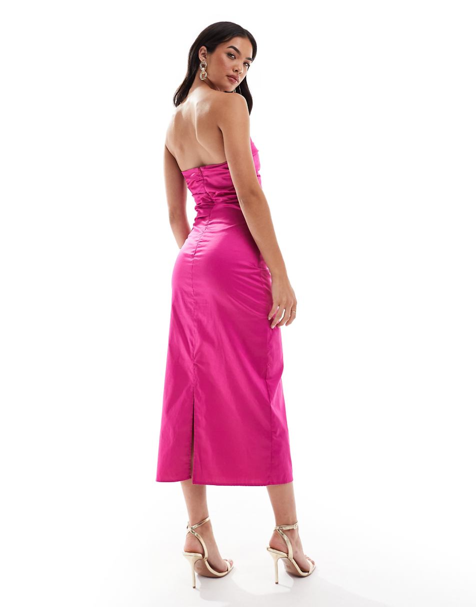 Mango bandeau midi dress in pink