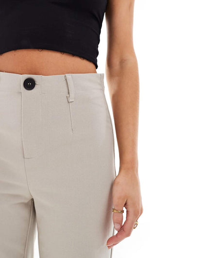 Bershka Petite tailored pants in stone