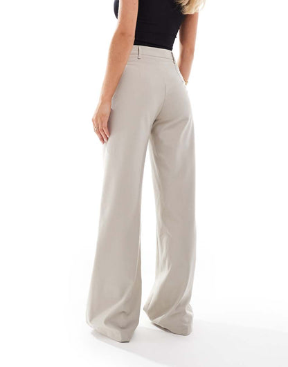Bershka Petite tailored pants in stone
