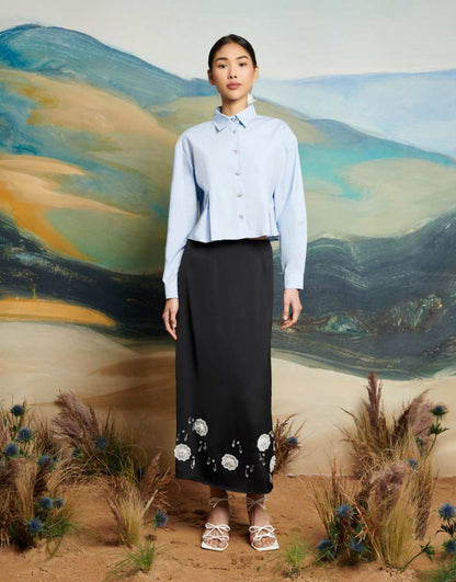 Dream Sister Jane detachable bow shirt in powder blue