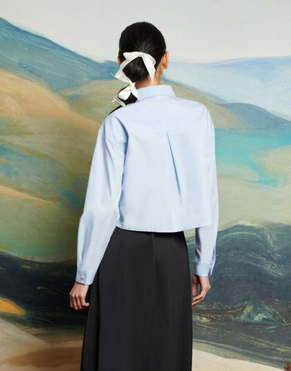 Dream Sister Jane detachable bow shirt in powder blue