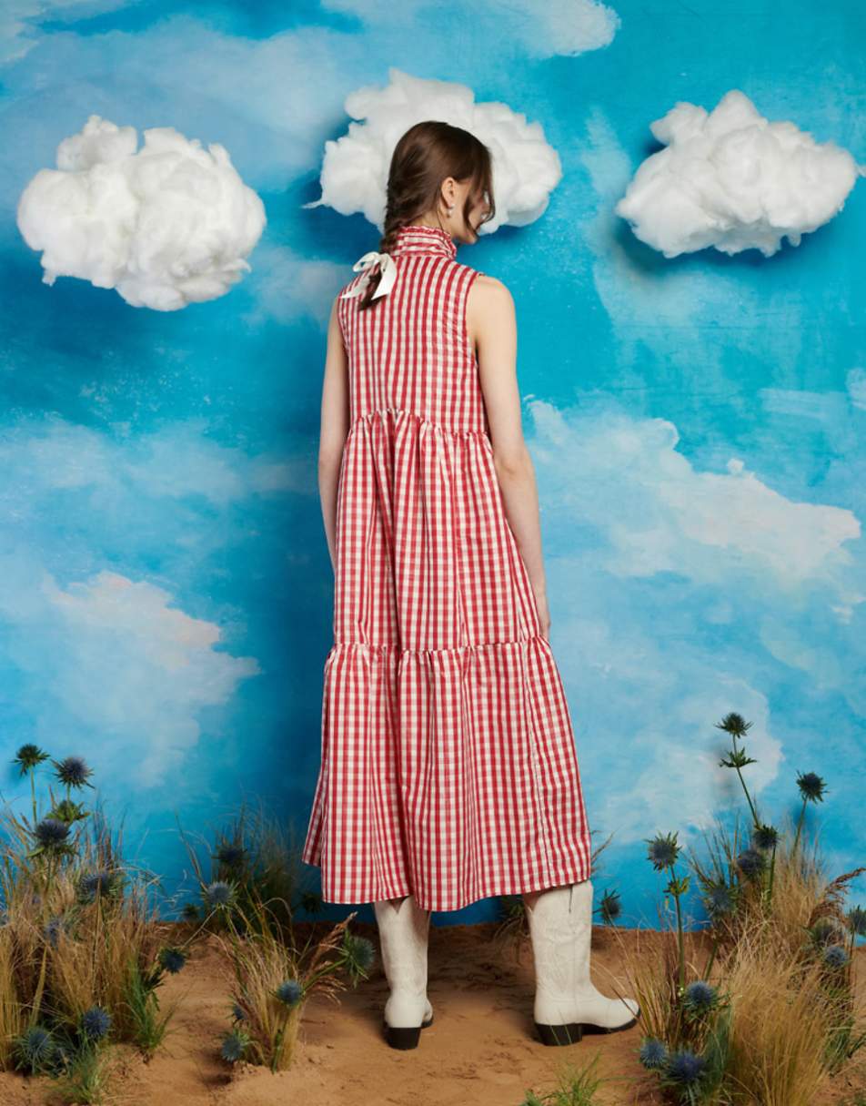 Sister Jane tie front gingham shirt dress in red