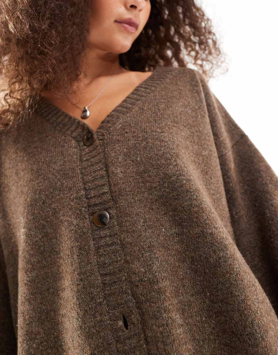 VRG GRL sorrentino oversized cardigan in mole brown