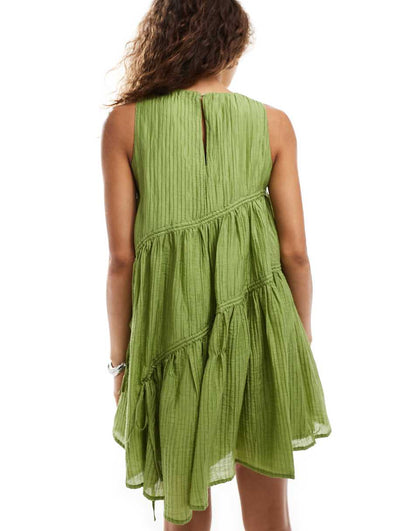 Ghospell drawstring mini dress in olive
