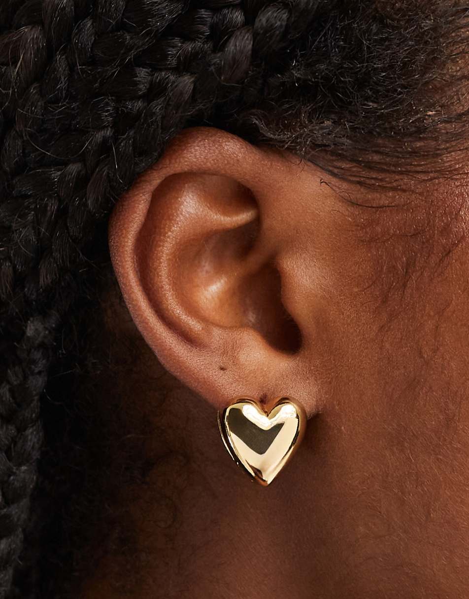 ASOS DESIGN 14k gold plated hoop earrings with heart hinge detail