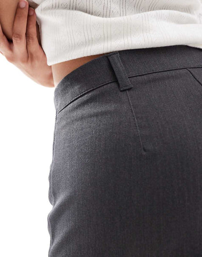 Bershka Petite tailored pants in slate gray