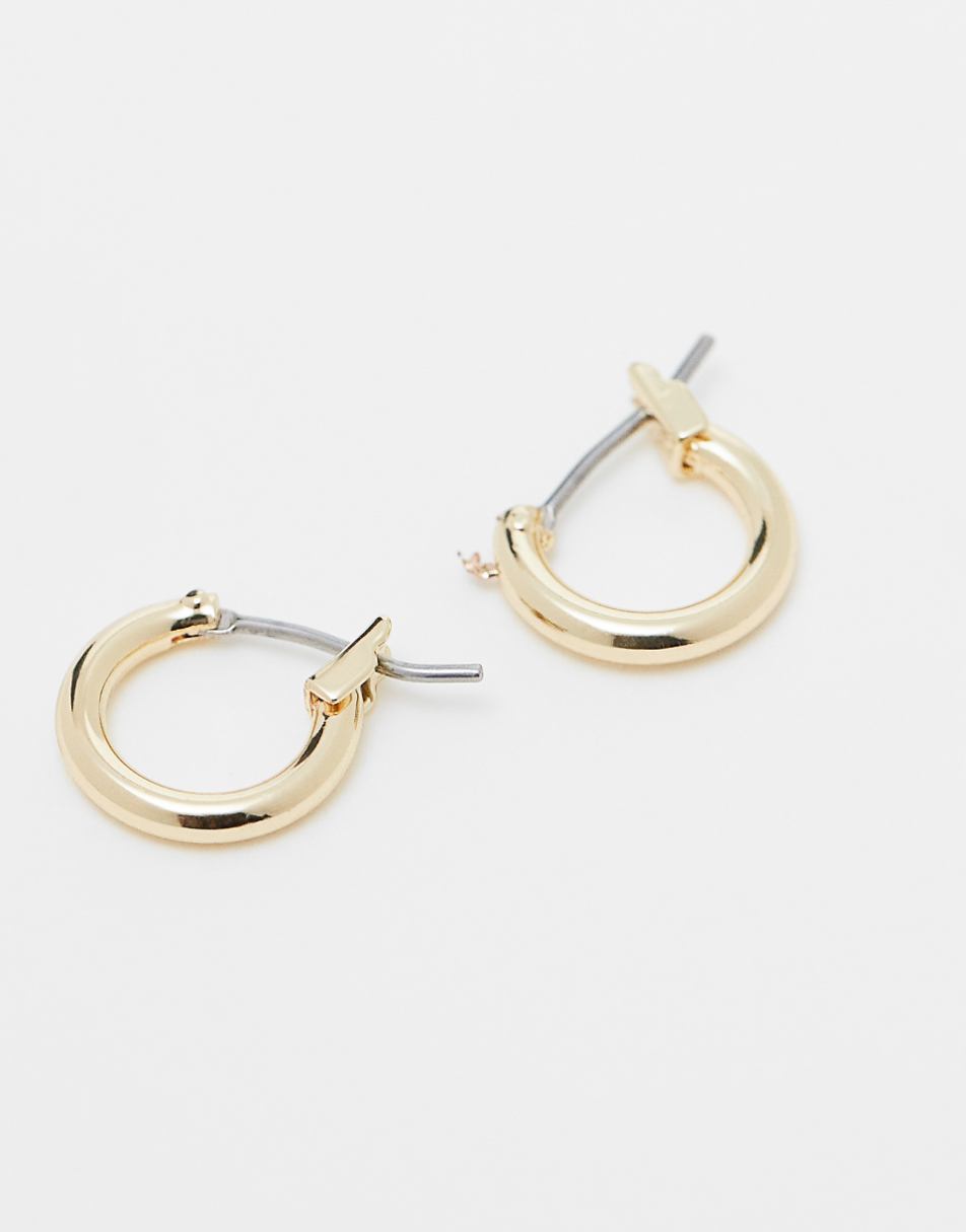 Faded Future thin huggie hoops earrings in gold