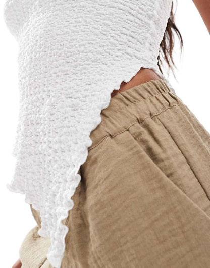 ASOS DESIGN textured bandeau top in ivory