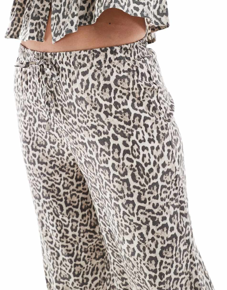 Stradivarius drawstring pants in leopard - part of a set