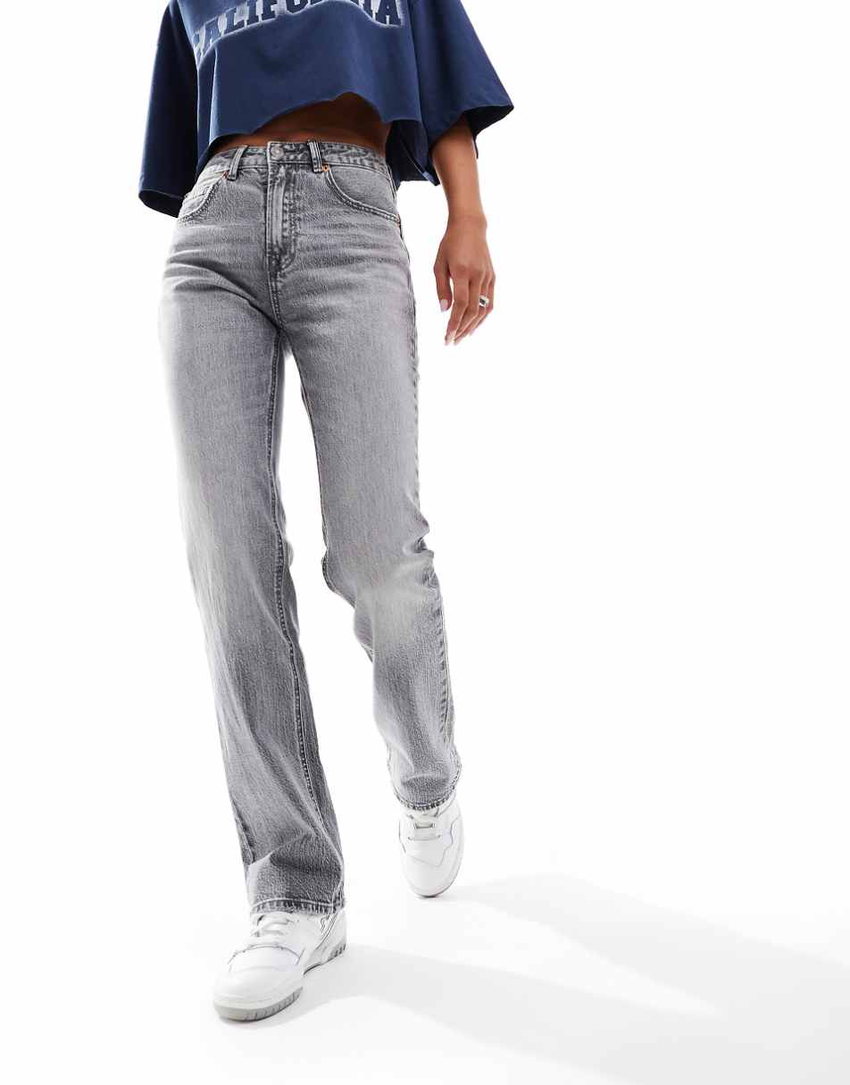 Stradivarius D98 straight leg jeans in washed gray