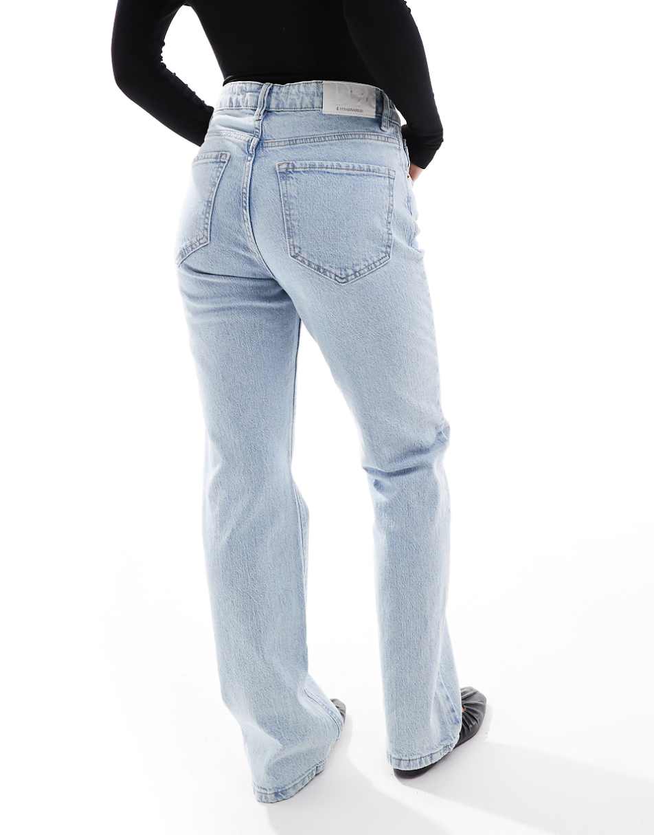 Stradivarius D98 Petite straight leg jeans in light blue