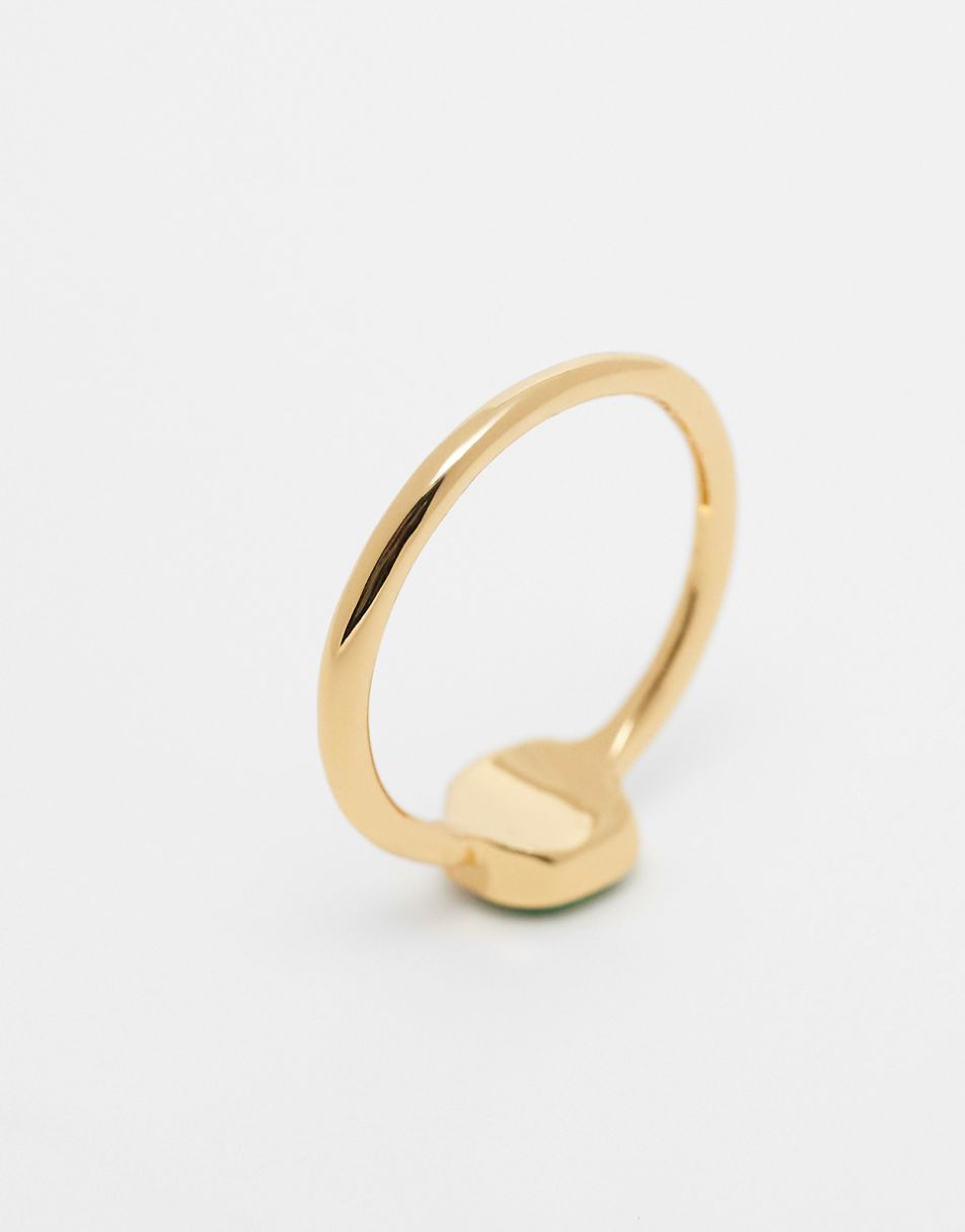 ASOS DESIGN Curve 14K gold plated ring with molten malachite style stone