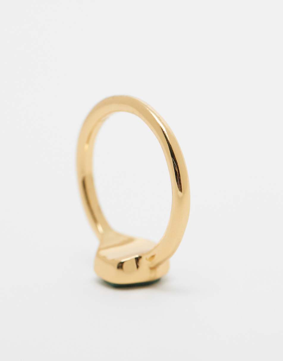 ASOS DESIGN 14K gold plated ring with molten malachite style stone