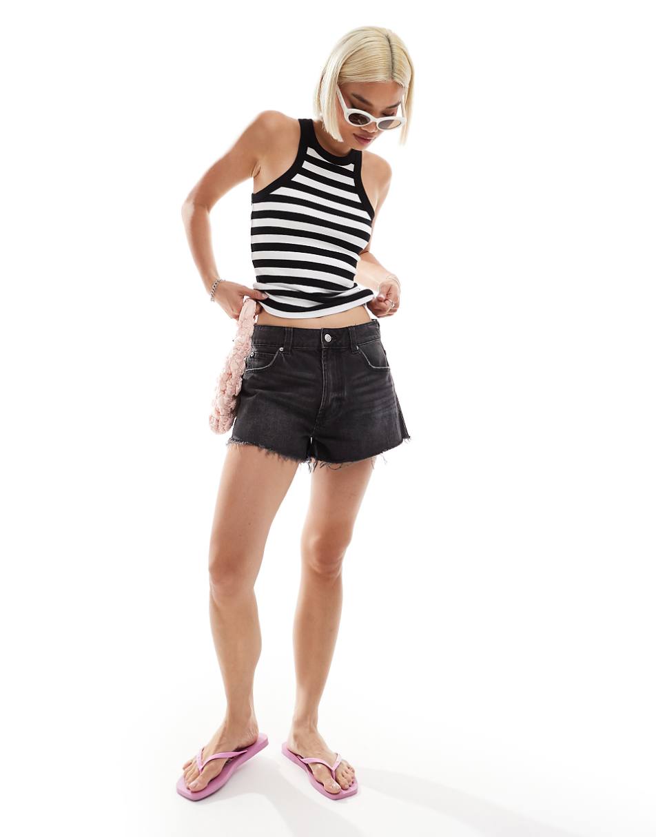 Monki tank top in black and white stripe