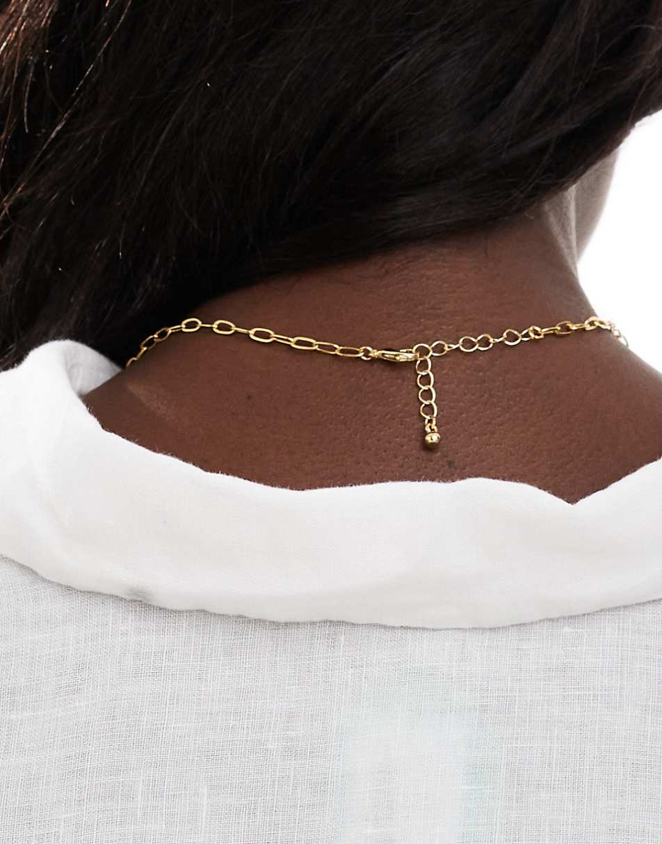 ASOS DESIGN Curve 14k gold plated necklace with faux pearl detail