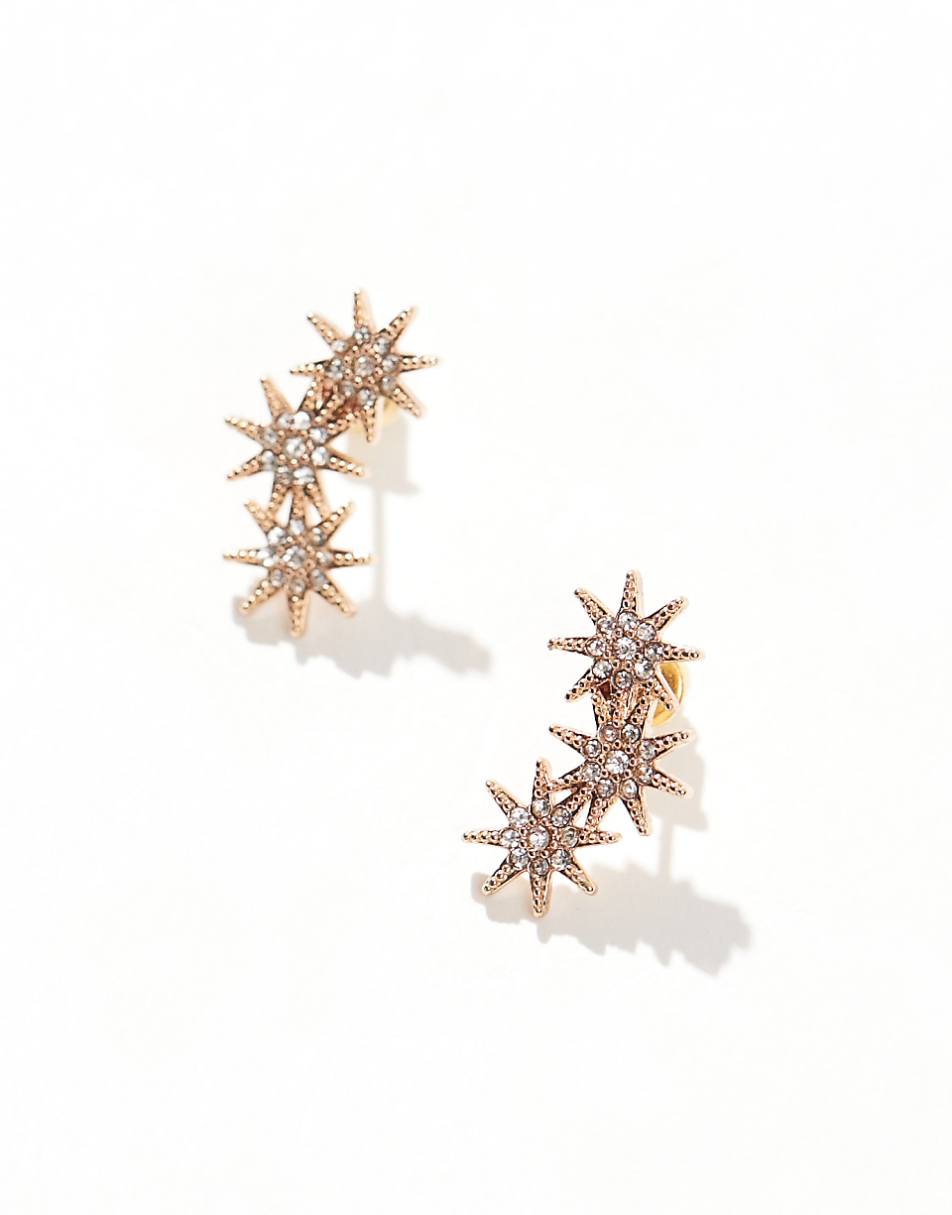 ASOS DESIGN stud earrings with multi star stud detail in gold tone